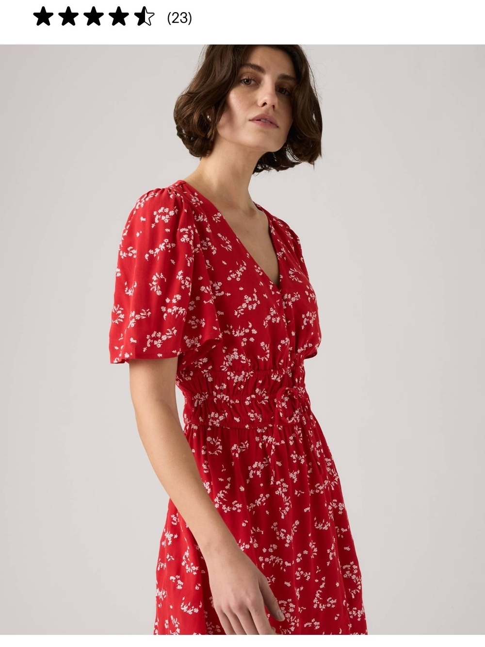 Red Floral V-Neck Dress | XS | Slim Fit | NWT
